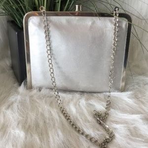 HOBO Silver Metallic Purse with Chain Strap